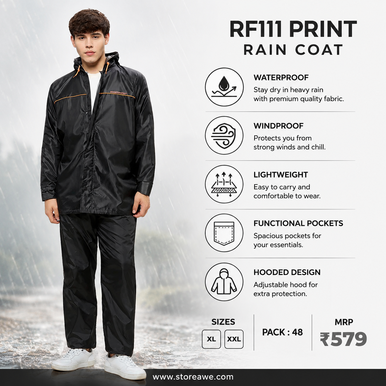 Zeel Rain Fighter - Men’s Reversible Rain Suit (RF111- Print)