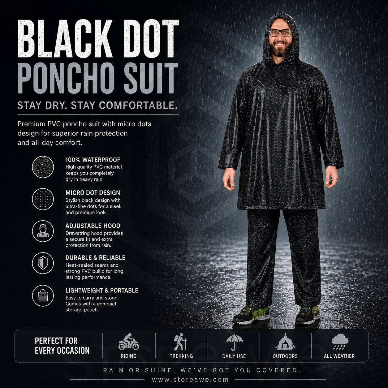 Black Dot Poncho Suit - Image 2