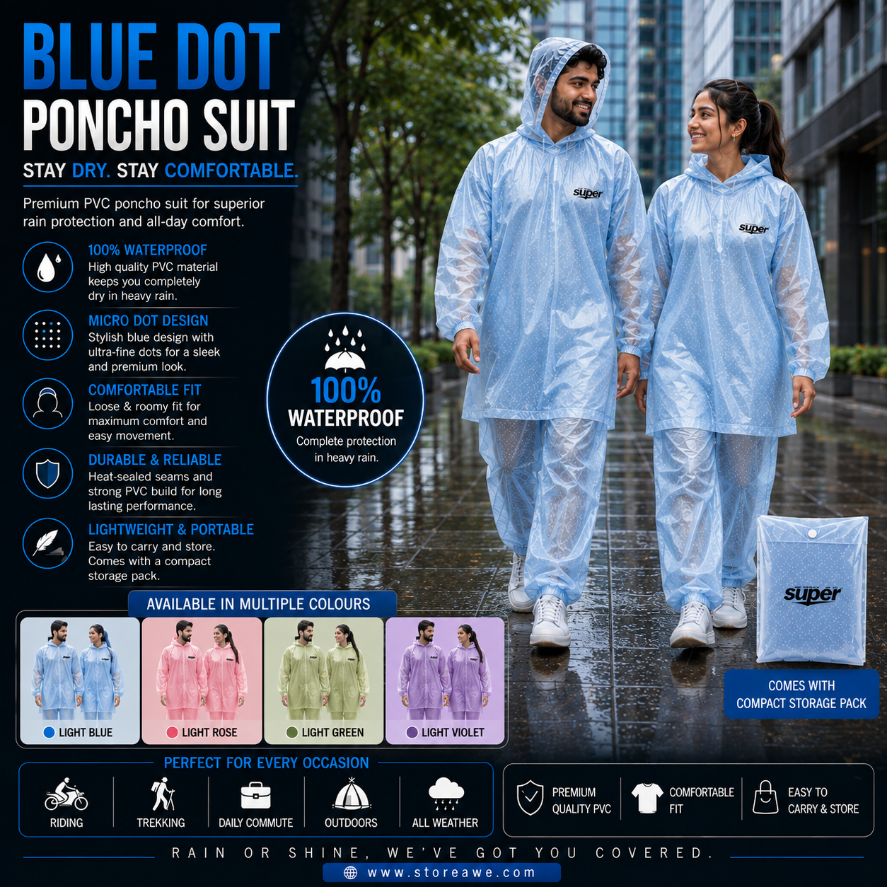 Blue Dot Poncho Suit - Image 2